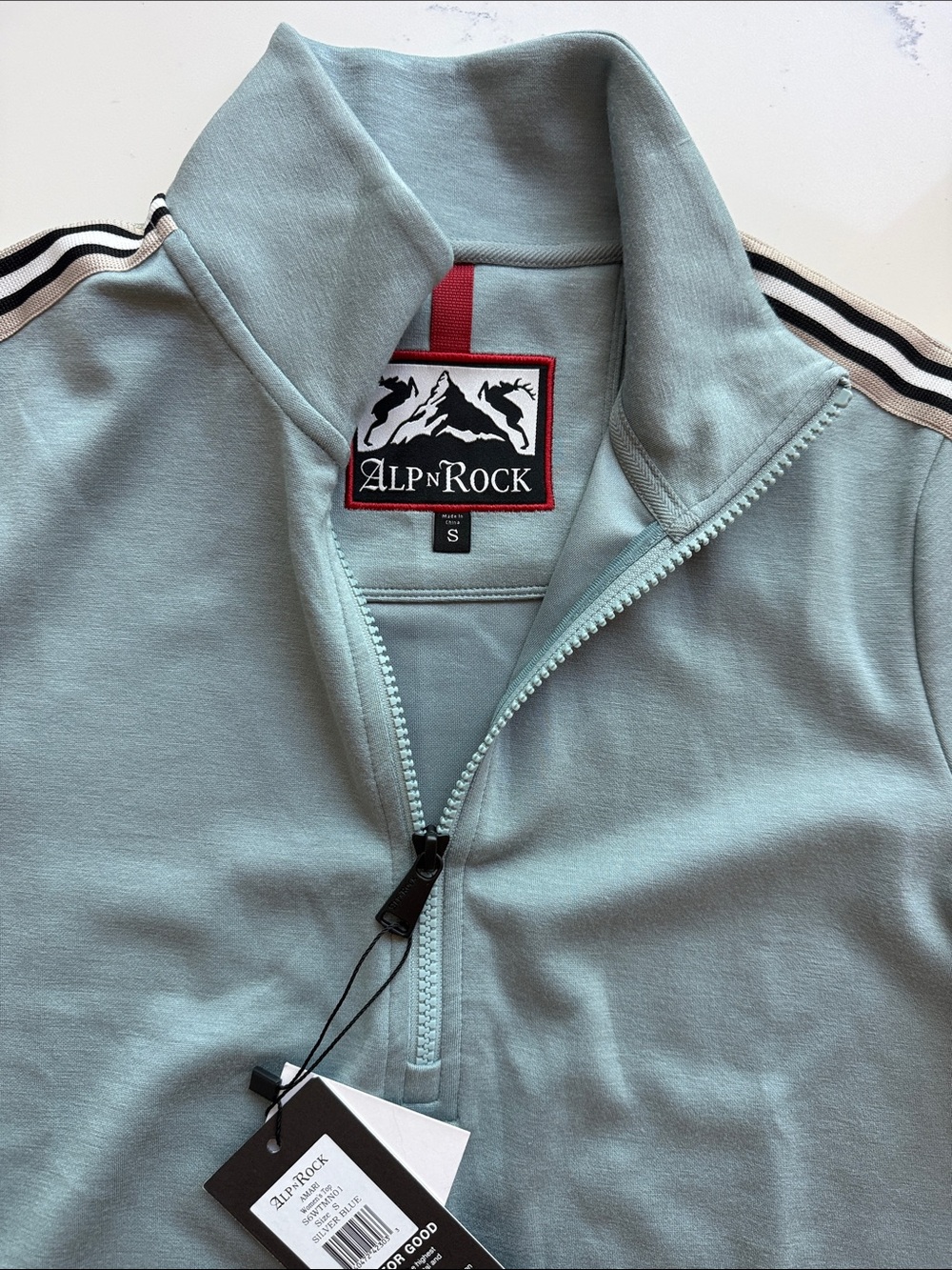 Alp N Rock AMARI HALF ZIP MOCK NECK SILVER BLUE & ELOISE MINI SKIRT size small - Picture 7 of 15
